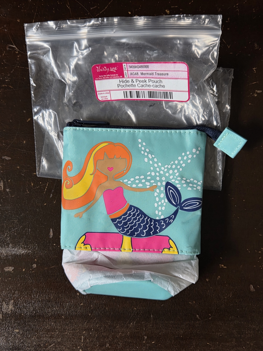 Mermaid Treasure Hide & Peek Pouch - Aqua Pink